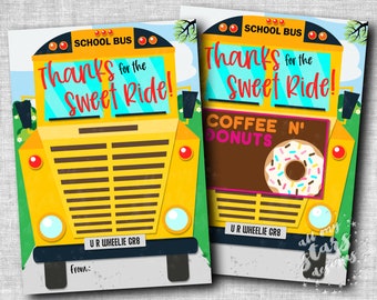 PRINTABLE Thanks So Much For The Sweet Ride! School Bus Driver Gift Card Holder | Instant Download | Bus Driver Thank You | Appreciation