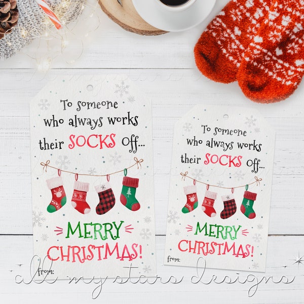 PRINTABLE To Someone Who Always Works Their SOCKS OFF... Merry Christmas! Tag | Instant Download | Christmas Stocking Tag | Mani Pedi Gift