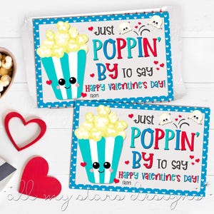 Just POPPIN 'BY Zum Valentinstag sagen! Anhänger | Sofortdownload | Valentinstag Popcorn | Klassenzimmer-Bonbon | Kinderpopcorn