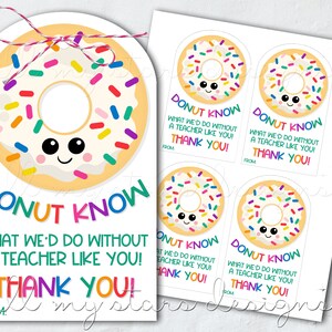 DRUCKBARER DONUT Wissen, was wir ohne einen Lehrer wie dich tun würden! Vielen Dank! Anhänger | Sofort Download | Regenbogen Streusel | Lehrer Wertschätzung