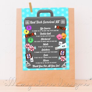 Etiquetas IMPRIMIBLES del kit de supervivencia de Rad Tech / Descarga instantánea / Bolsa de golosinas de caramelo / Semana de tecnología radiológica / Tecnología de radiología / Etiqueta de agradecimiento
