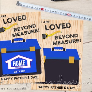 IMPRIMABLE Vous êtes aimé au-delà de toute mesure ! Joyeuse fête des Pères! Porte-cartes-cadeaux Blue Home Store | Téléchargement instantané | Boîte à outils d'outils de papa