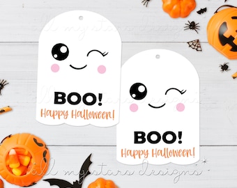 PRINTABLE - BOO! Happy Halloween! Cute Ghost Gift Tag | Instant Download | Halloween Package Tie | Sweet Halloween Boo Tag | Little Ghostie