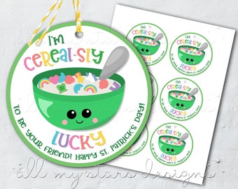 PRINTABLE I'm CEREAL-sly LUCKY To Be Your Friend! Happy St. Patrick's Day! Tag | Instant Download | St. Paddy's Class Treat | Lucky Charm