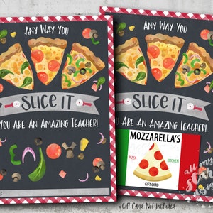DRUCKBARE jede Art, wie Sie es schneiden Sie sind ein erstaunlicher Lehrer! Pizza-Geschenkkartenhalter | Sofort Download | Lehrer Wertschätzung | Pizza Kartenanhänger
