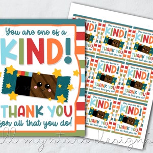 PRINTABLE You Are One of a KIND! Thank You For All That You Do! Tag | Instant Download | Granola Bar Tag | Healthy Snack Gift Tag