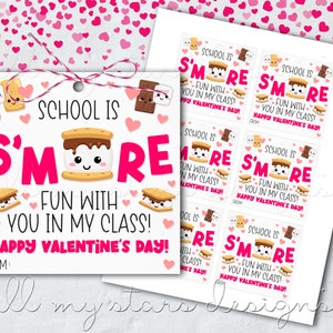 PRINTABLE School is S'MORE Fun With You in My Class! Happy Valentine's Day! Tag | Instant Download | Valentine Smores | Kid's Class Treat