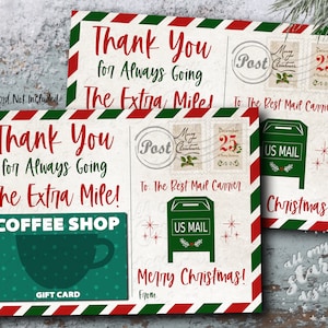 PRINTABLE Thank You For Always Going The Extra Mile! Merry Christmas! Mail Carrier Gift Card Holder | Instant Download | Mail Delivery Card