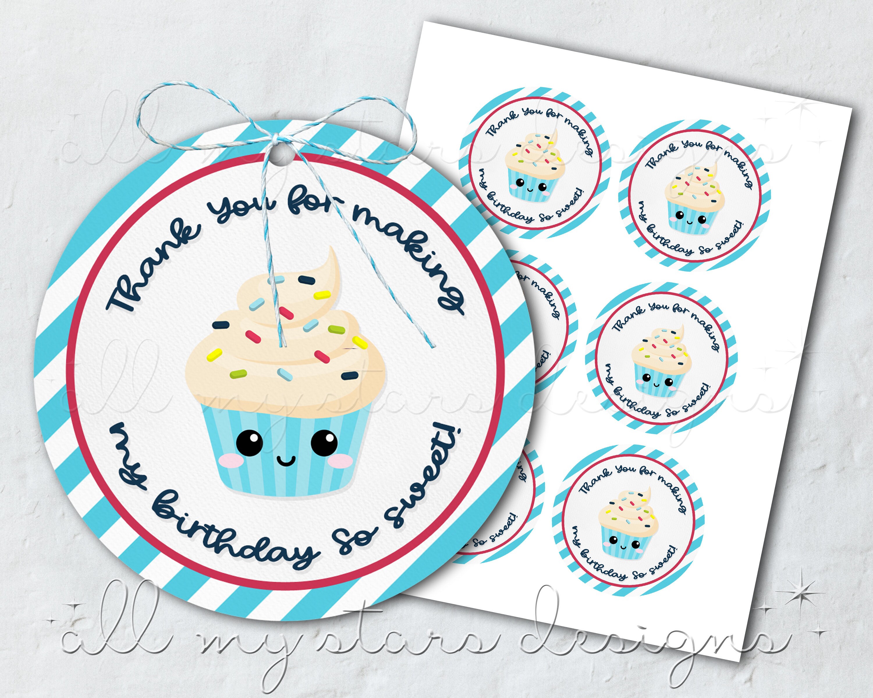 PRINTABLE Thank You for Making My Birthday so Sweet Cute - Etsy