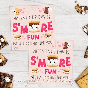 Valentinstag ist S&#39;MORE Spaß mit einem Freund wie du! Fröhlichen Valentinstag! Anhänger | Sofortdownload | Valentine Smores Leckerli Anhänger