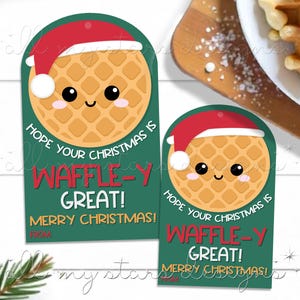 AFDRUKBAAR Ik hoop dat je kerst geweldig is! Vrolijk kerstfeest! Tag | Direct downloaden | Wafel Ontbijt Tag | Cadeaukaartje Stroopwafel