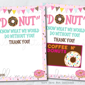 DONUT PARA IMPRESSÃO Saiba o que faríamos sem você! Porta-cartões-presente | Download instantâneo | obrigado da filhós você porta-cartão de presente | Cartão Pastelaria