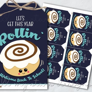 PRINTABLE Let's Get This Year ROLLIN' Welcome Back To School! Cinnamon Roll Tag | Instant Download | Back To School Teacher Appreciation