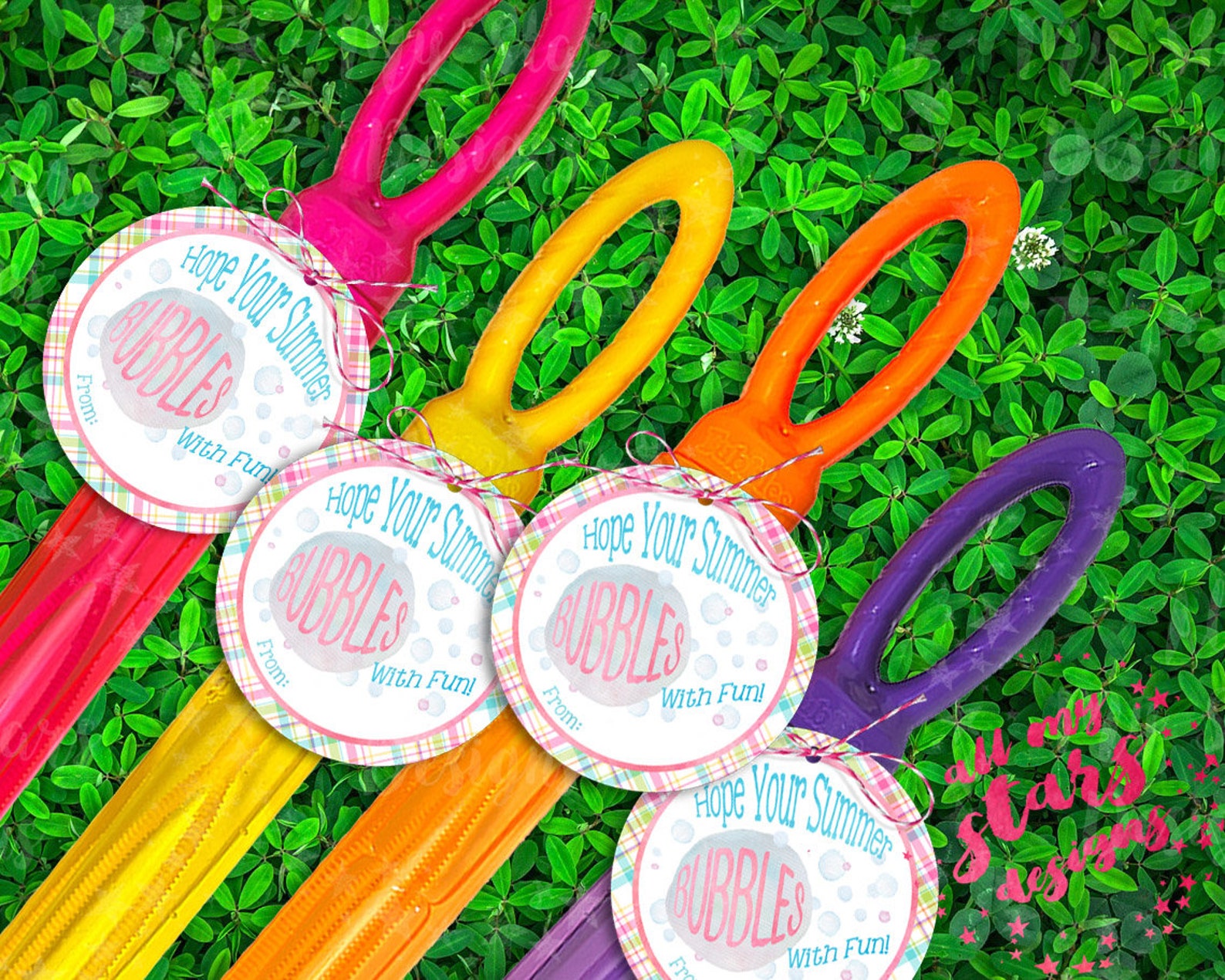 Hope Your Summer BUBBLES With Fun Gift Tag Pink Plaid End Etsy
