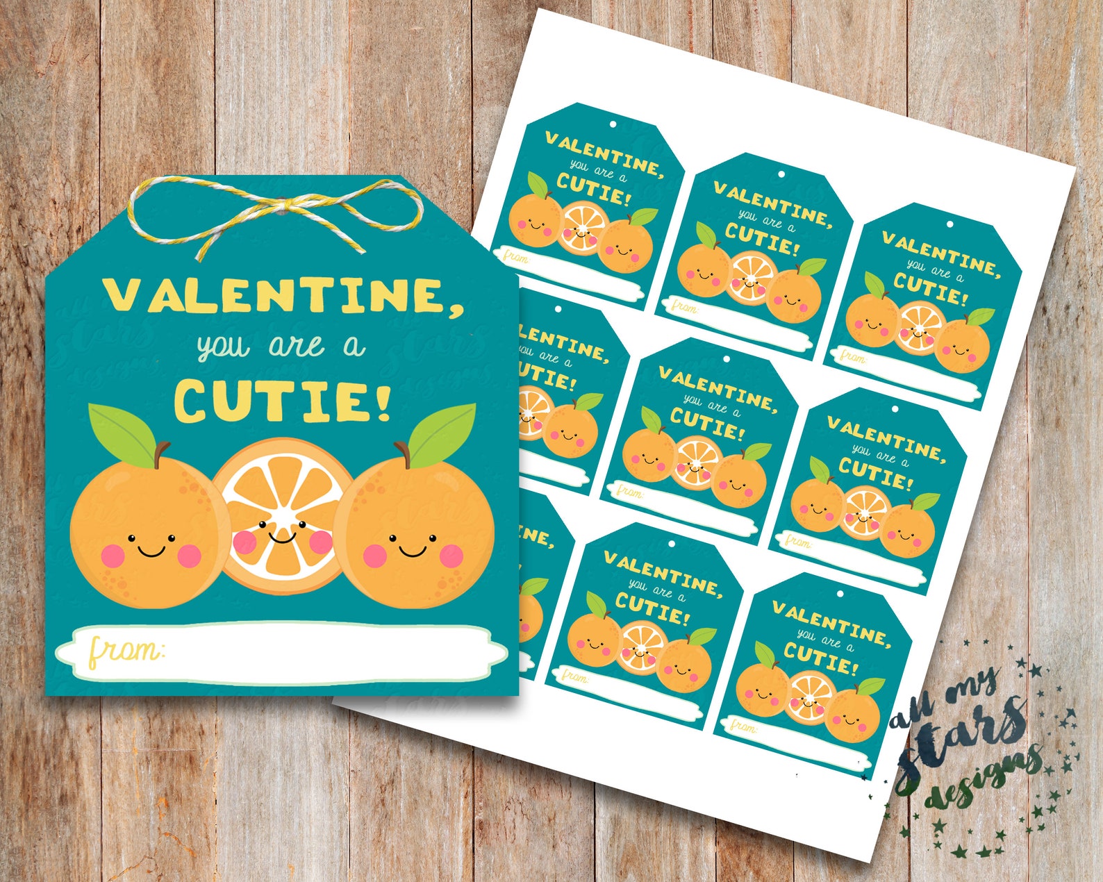 PRINTABLE Valentine You Are A Cutie Orange Gift Tag Etsy PRINTABLE Valentine You Are A Cutie Orange Gift Tag Etsy