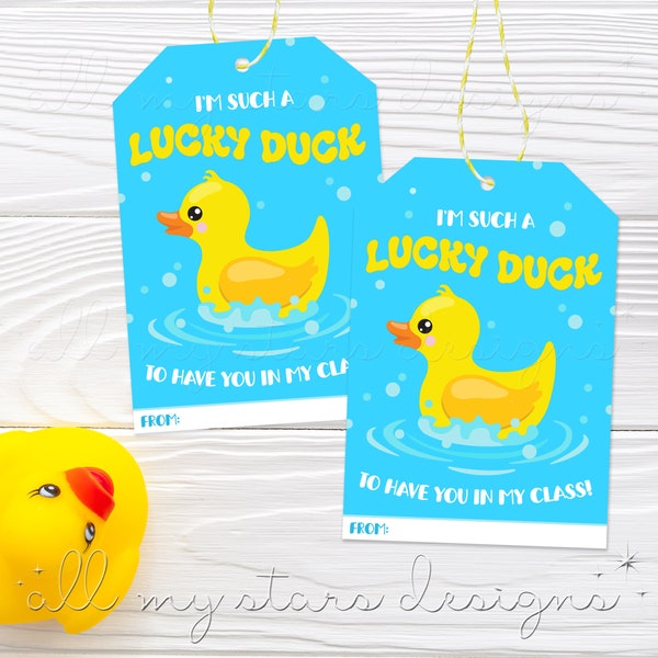PRINTABLE I'm Such a LUCKY DUCK To Have You In My Class! Tag | Instant Download | Back To School | First Day of School | Rubber Ducky Tag
