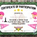 Printable T-ball Participation Certificate Sports Award INSTANT ...