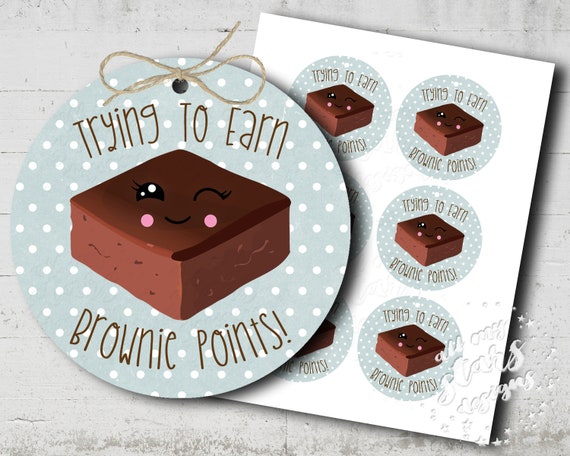 PRINTABLE Trying to Earn BROWNIE POINTS Kawaii Chocolate - Etsy