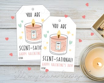 Etiqueta IMPRIMIBLE ¡Eres SCENT-Sational! ¡Feliz día de San Valentín! Etiqueta / Descarga instantánea / Etiqueta de regalo de vela / Etiqueta de vela de San Valentín para maestros / Etiqueta de aroma