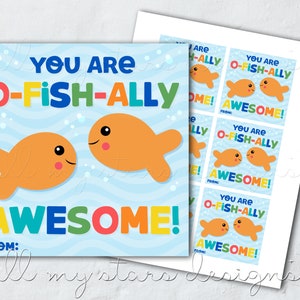 PRINTABLE You Are O-FISH-ally AWESOME! Tag | Instant Download | Cute Goldfish Treat Tag | Fish Cracker Thank You Tag