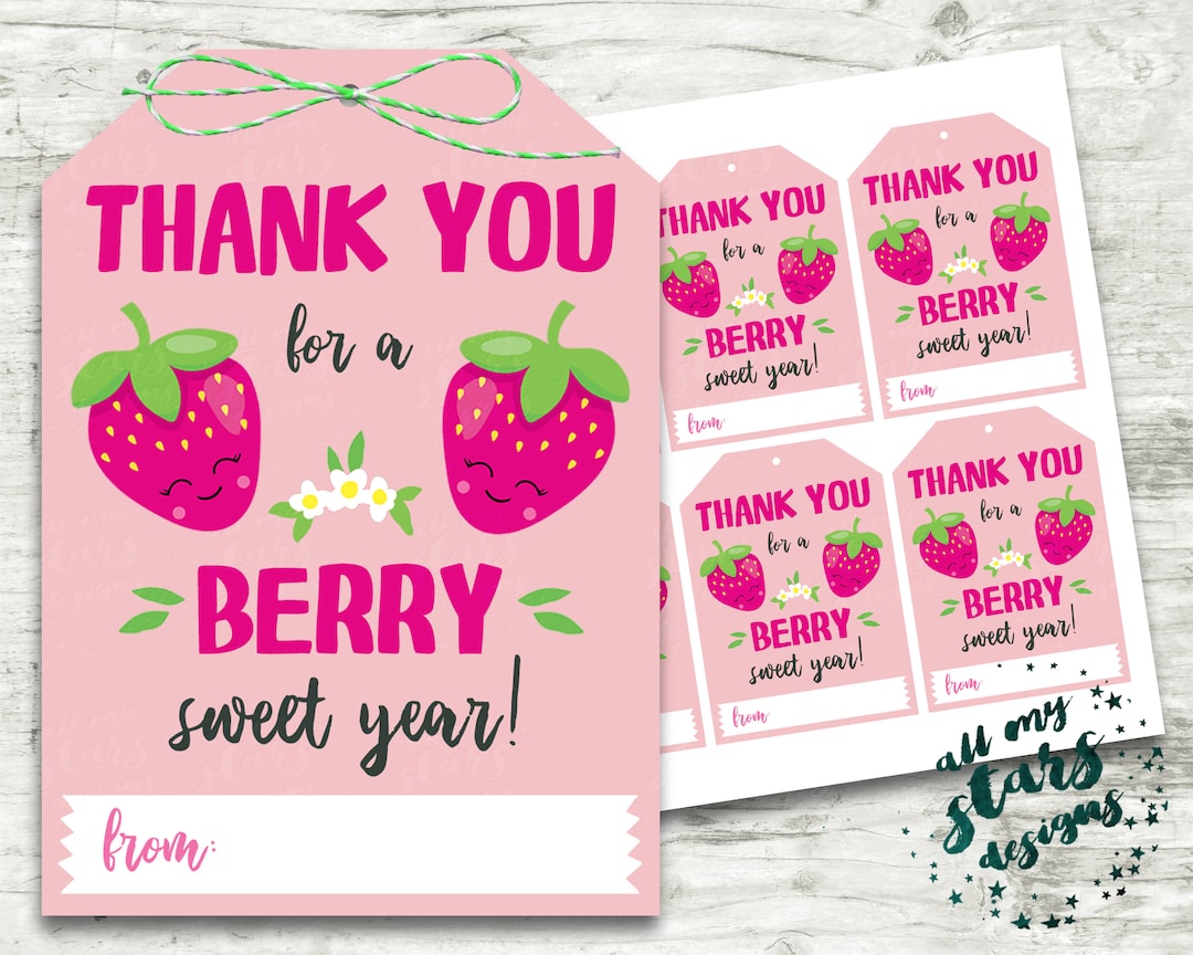 PRINTABLE Thank You for a BERRY Sweet Year! Tag | Instant Download ...