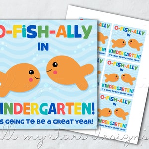 PRINTABLE  O-FISH-ally In KINDERGARTEN! It&#39;s Going To Be A Great Year! Tag | Instant Download | Cute Goldfish Treat Tag | Back To School Tag