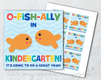 PRINTABLE  O-FISH-ally In KINDERGARTEN! It's Going To Be A Great Year! Tag | Instant Download | Cute Goldfish Treat Tag | Back To School Tag
