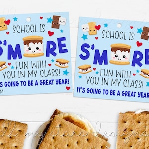 PRINTABLE School is S&#39;MORE Fun With You in My Class! It&#39;s Going To Be a Great Year! Tag | Instant Download | Back To School Class Treat Tag