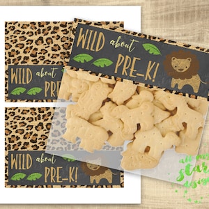 WILD Über Pre-K! Erster Schultag - Sandwich Bag Leckerli Toppers | SOFORTIGER DOWNLOAD | Toll für Animal Cracker Leckereien! | Löwen Leckerli Anhänger