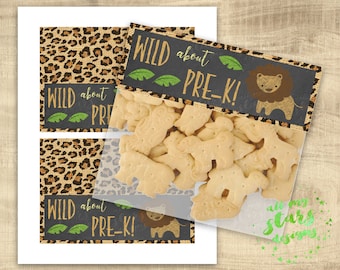 WILD About Pre-K! First Day of School - Sandwich Bag Treat Toppers  | INSTANT DOWNLOAD | Great For Animal Cracker Treats! | Lion Treat Tags