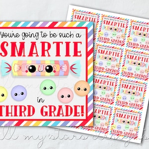 PRINTABLE You&#39;re Going To Be Such a SMARTIE in Third Grade! Tag | Instant Download | Back To School Candy Tag | First Day of School Treat
