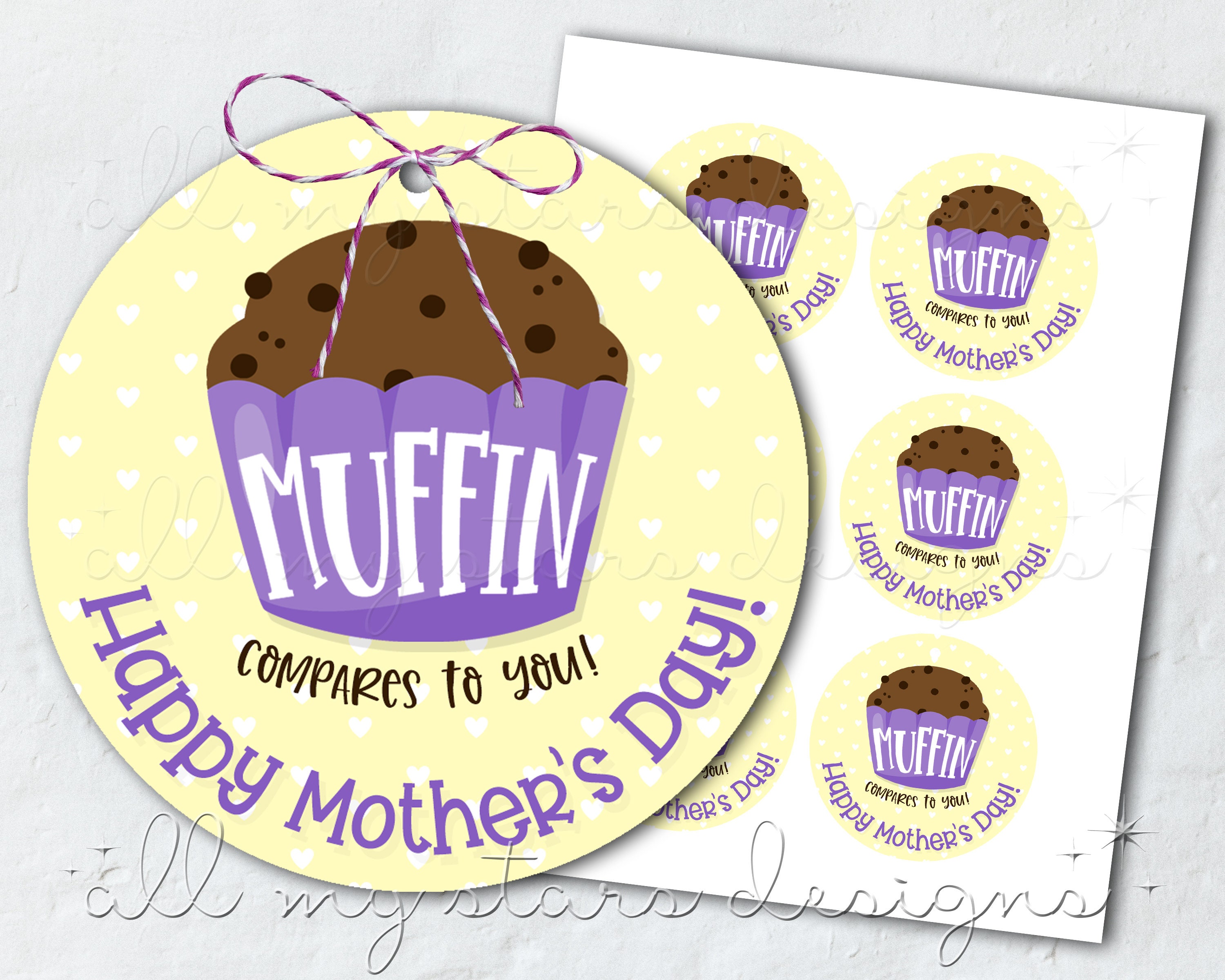 PRINTABLE MUFFIN Compares To You Happy Mother's Day Tag Etsy