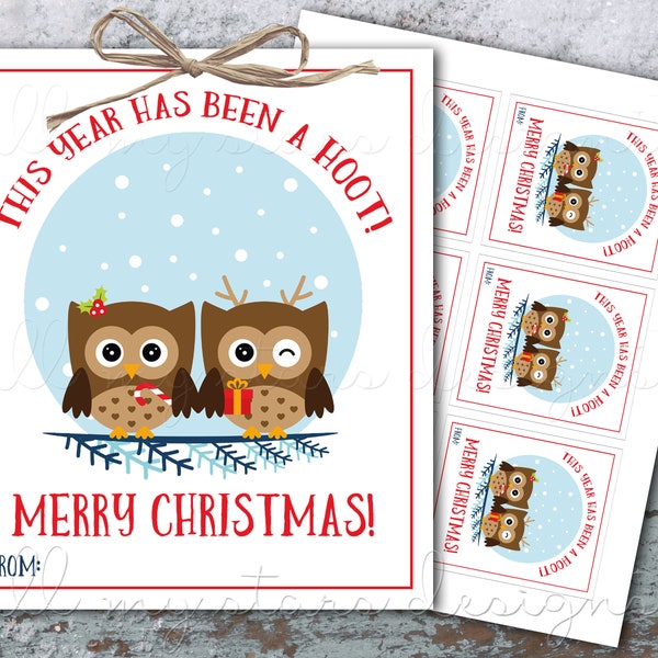 PRINTABLE This Year Has Been a HOOT! Merry Christmas! Holiday Owl Tag | Instant Download | Cute Christmas Owl Gift Tag | Teacher Staff Gift