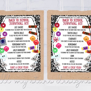 PRINTABLE Back To School Survival Kit Tag | Instant Download | First Day of School Staff/Teacher Composition Notebook Tag | Nut Free School