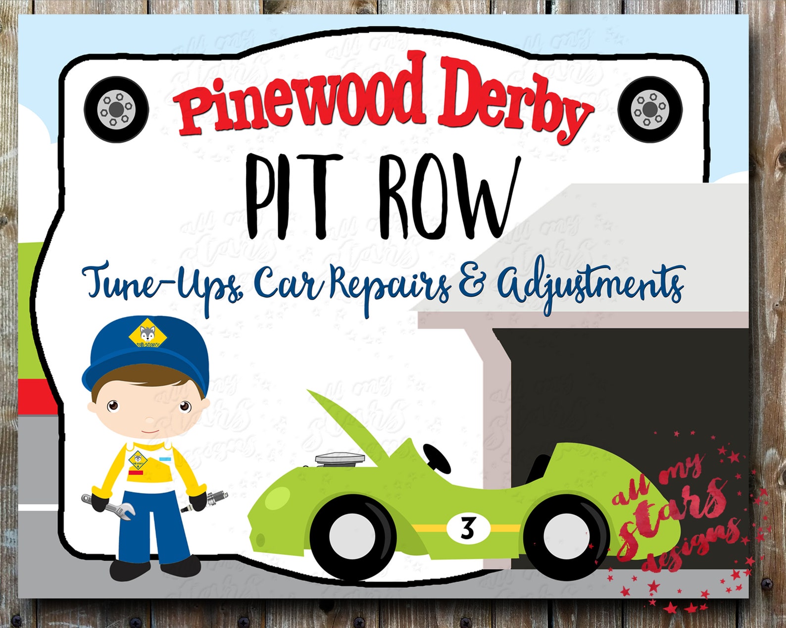Cub Scout Pinewood Derby Signs DIY Derby Printables Etsy