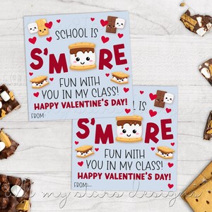 Die Schule macht S&#39;MORE Fun mit dir in meiner Klasse! Fröhlichen Valentinstag! Anhänger | Sofortdownload | Smores | Klasse Leckerli Anhänger