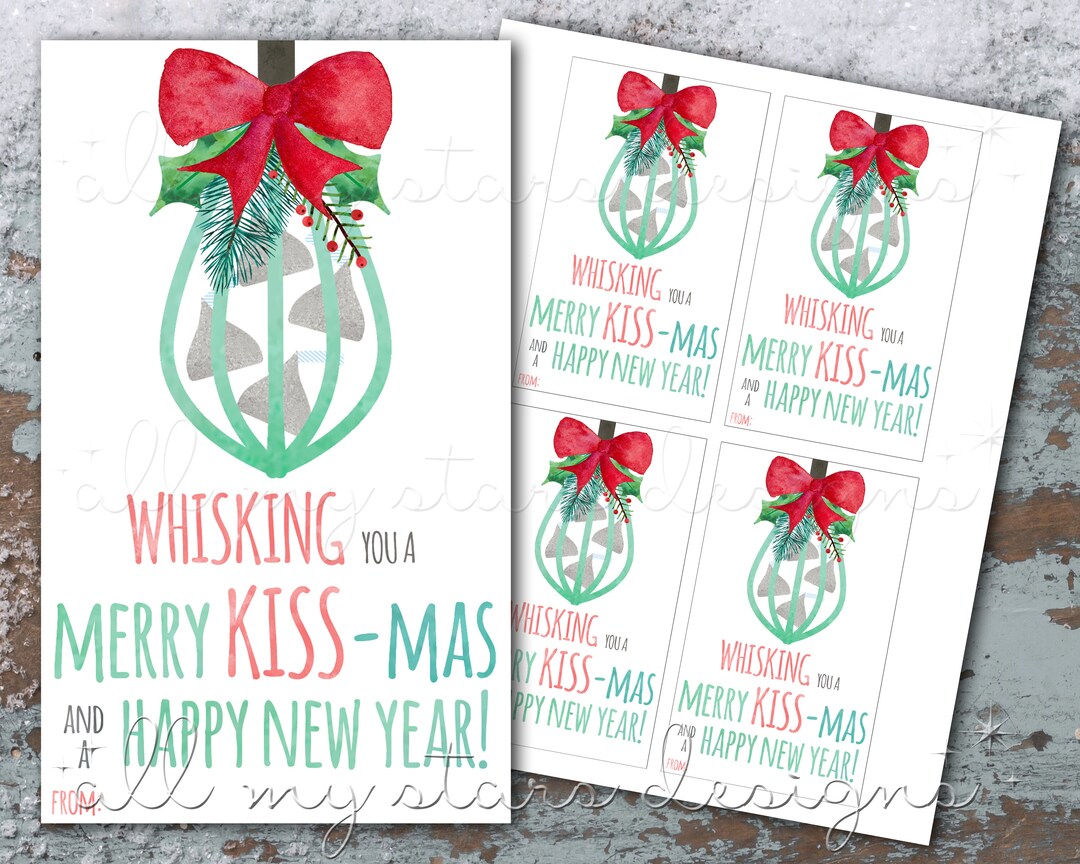 PRINTABLE WHISKING You a Merry Kiss-mas and a Happy New Year - Etsy