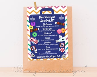 PRINTABLE Vice Principal Survival Kit Tag | Instant Download | Educators Week Bags | Teacher Appreciation | School Thank You Treats