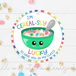 PRINTABLE I&#39;m CEREAL-SLY Lucky To Have You In My Class! Tag | Instant Download | Teacher & Classmate Back To School Snack | Cereal Treat Tag