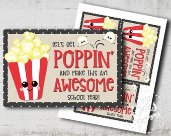 PRINTABLE Let's Get POPPIN' And Make This An Awesome School Year! Tag | Instant Download | Back To School Popcorn | Microwave Popcorn Tag