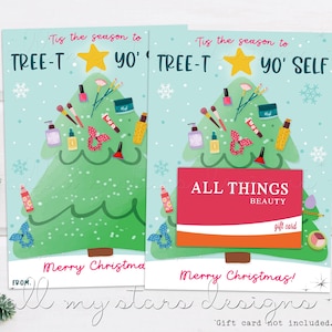 Baum-T Yo' Self Frohe Weihnachten! Geschenkkartenhalter | Urlaub Teen Tween Make-up, Self Care, Spa Geschenk Kartenhalter | Sofort Download