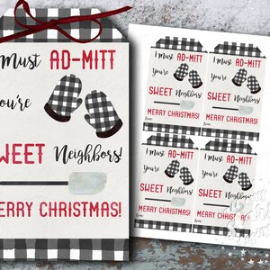 STAMPABILE Devo pubblicizzare-MITT Siete DOLCI vicini! Buon Natale! Etichetta natalizia / Download istantaneo / Miscela per dolci / Presina/Guanto da forno regalo