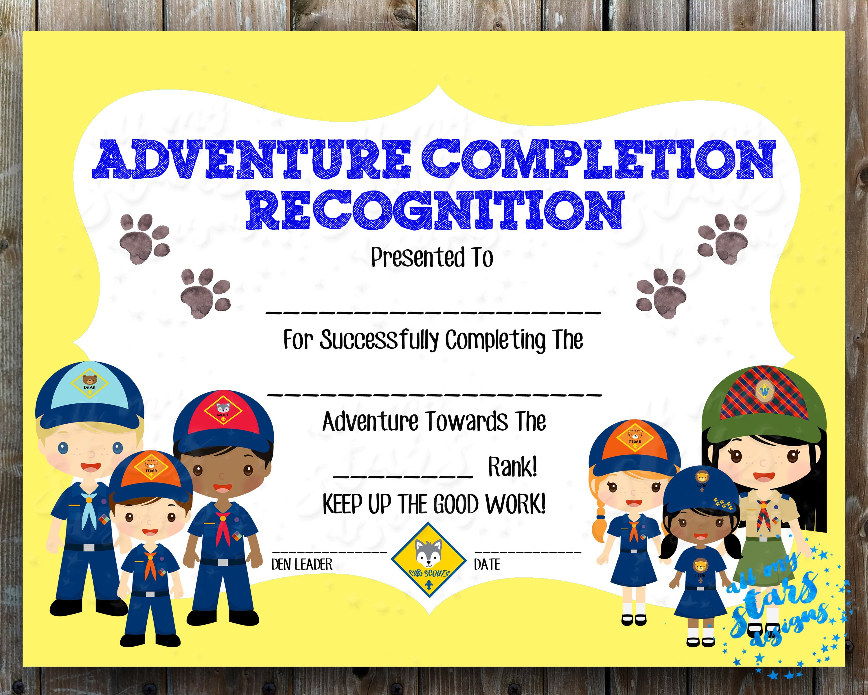 Cub Scout Adventure Completion Recognition Boys & Girls | Etsy