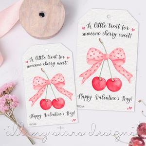 AFDRUKBAAR Een kleine traktatie voor iemand lief! Fijne Valentijnsdag! Coquette-striklabel | Direct downloaden | Lieve ingetogen meisjesachtige Valentijn