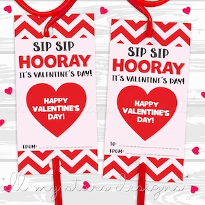 ¡Sip Sip Hooray para imprimir! ¡Es el día de San Valentín! ¡Feliz día de San Valentín! Etiqueta con pajita / Descarga instantánea / Tarjeta de San Valentín con pajitas locas / Sin dulces