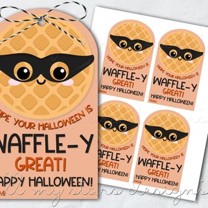 AFDRUKBAAR Ik hoop dat je Halloween WAFFLE-Y geweldig is! Fijne Halloween! Label | Direct downloaden | Wafel Ontbijt Tag | Stroopwafel Cadeaukaartje