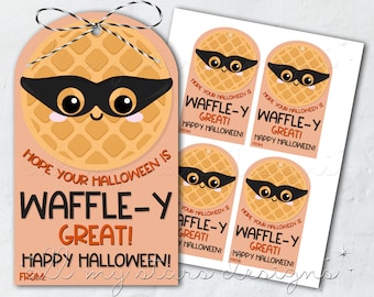 PRINTABLE Hope Your Halloween is WAFFLE-Y Great! Happy Halloween! Tag | Instant Download | Waffle Breakfast Tag | Stroopwafel Gift Tag