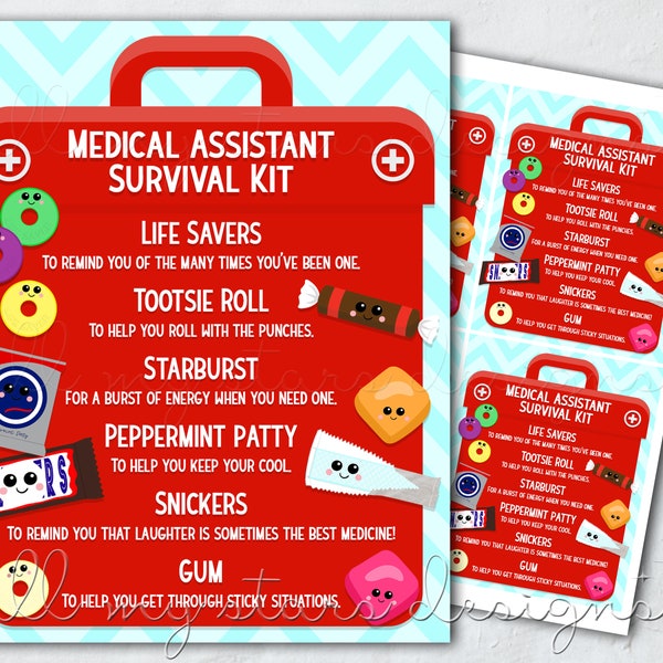 PRINTABLE Medical Assistant Survival Kit Tag | Instant Download | Best Medicine | Medical Assistant Appreciation  | Live Saver Candy Tag