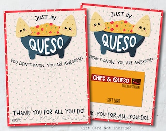 印刷可能 QUESO 入荷しました 知らなかった、あなたは素晴らしい！ いつもありがとう！ ギフトカードホルダー | 即時ダウンロード | 教師看護師