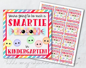 PRINTABLE You're Going To Be Such a SMARTIE in Kindergarten! Tag | Instant Download | Back To School Candy Tag | First Day of School Treat